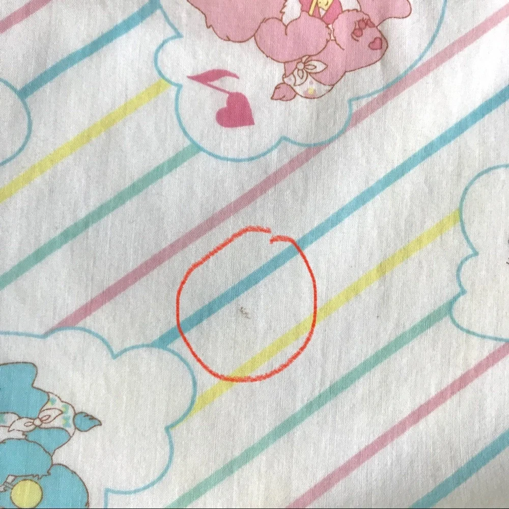 Care Bears Vintage Musical Notes Striped Crib Sheet Made in USA